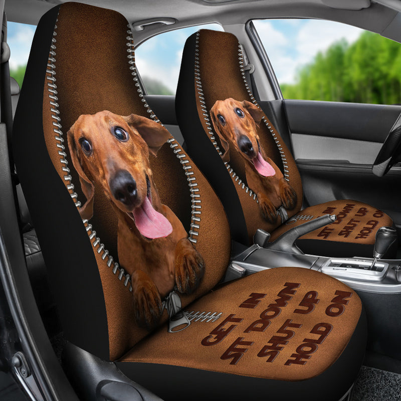 Get In Sit Down Shut Up Hold On Dachshun Premium Custom Car Seat Covers Decor Protectors Nearkii