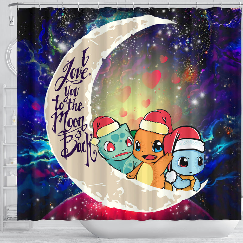 Pokemon Friends Gen 1 Love You To The Moon Galaxy Shower Curtain Nearkii