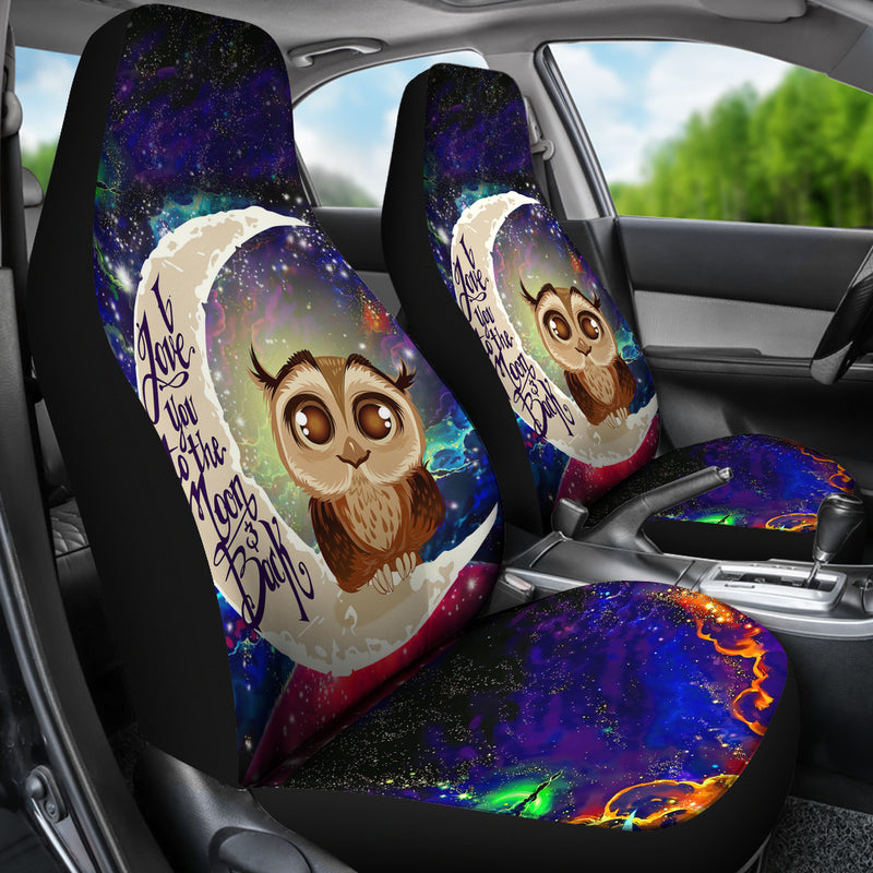 Cute Owl Love You To The Moon Galaxy Car Seat Covers