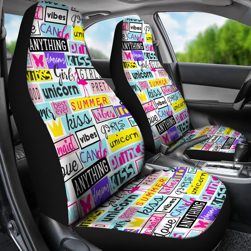 Best Abstract Pattern With Slogan, Grunge Elements Premium Custom Car Seat Covers Decor Protector Nearkii