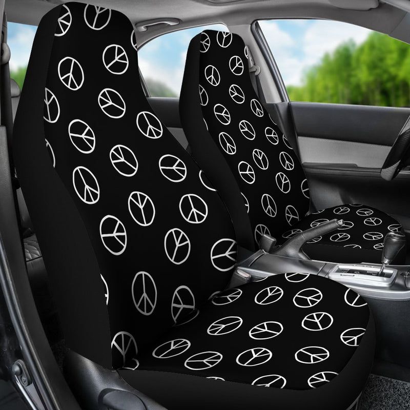 Best Pacifistic Sign Pattern In Doodle Style Premium Custom Car Seat Covers Decor Protector Nearkii