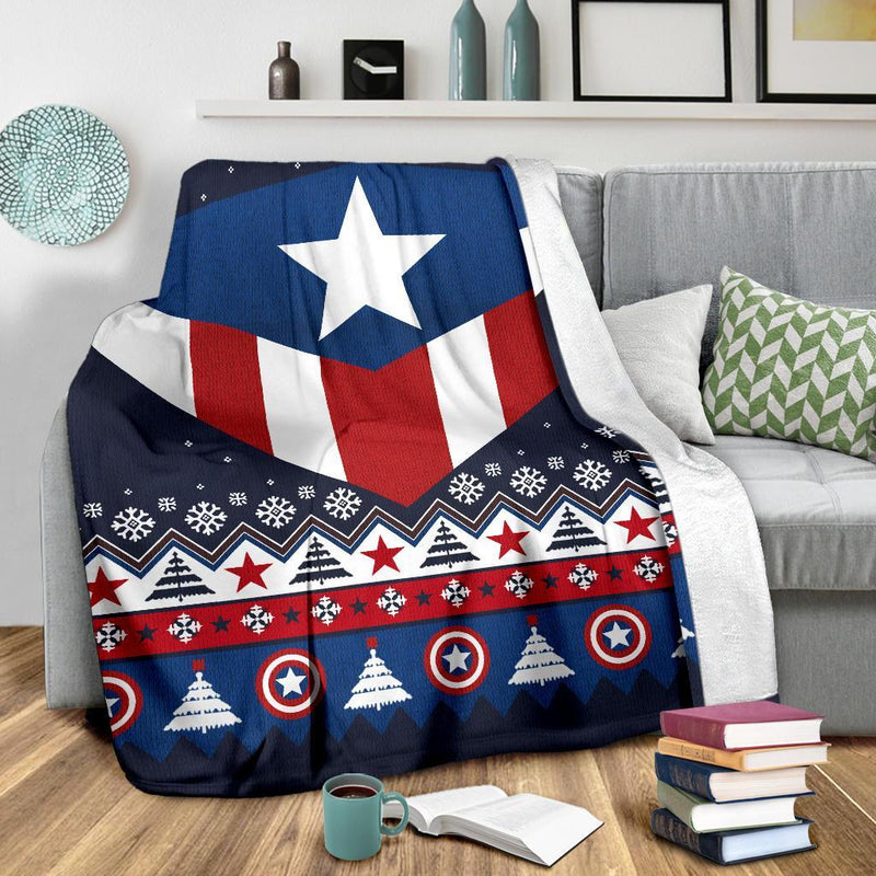 Captain America Ugly Christmas Custom Blanket Home Decor Nearkii