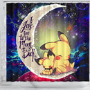 Pikachu Pokemon Sleep Love You To The Moon Galaxy Shower Curtain Nearkii