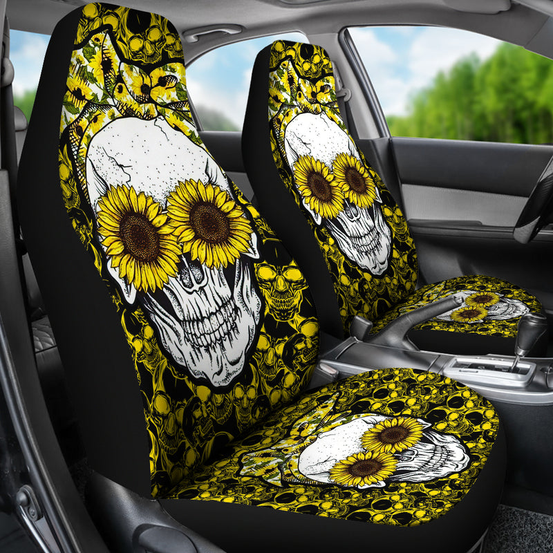 Sunflower Lady Skull Car Seat Cover Nearkii