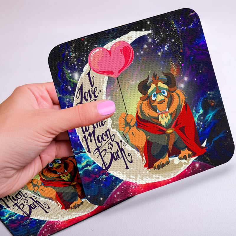 Beauty And The Beast Love You To The Moon Galaxy Square Coasters
