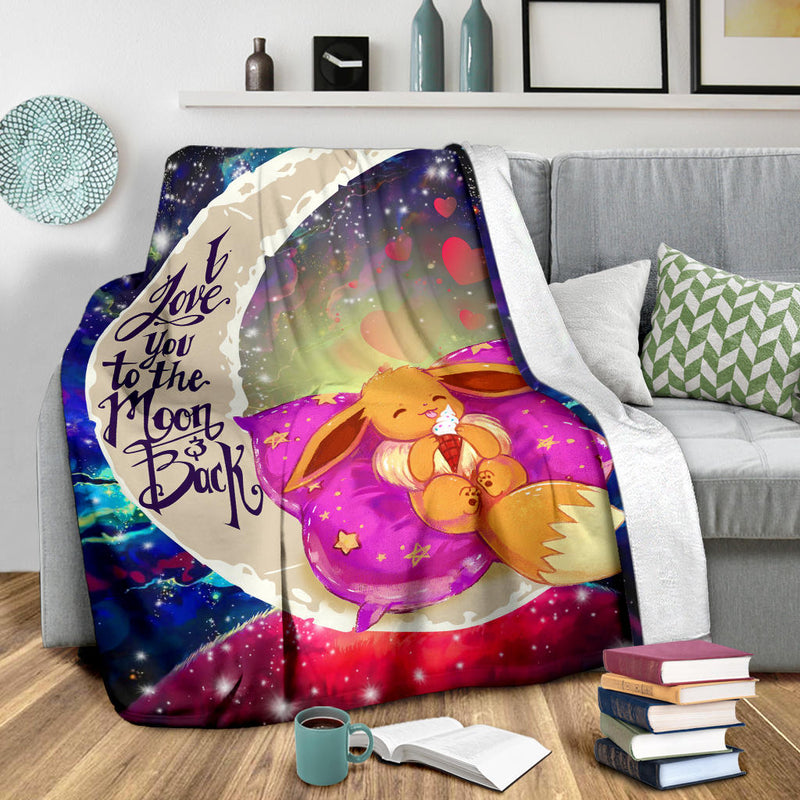 Cute Eevee Pokemon Sleep Night Love You To The Moon Galaxy Blanket Nearkii