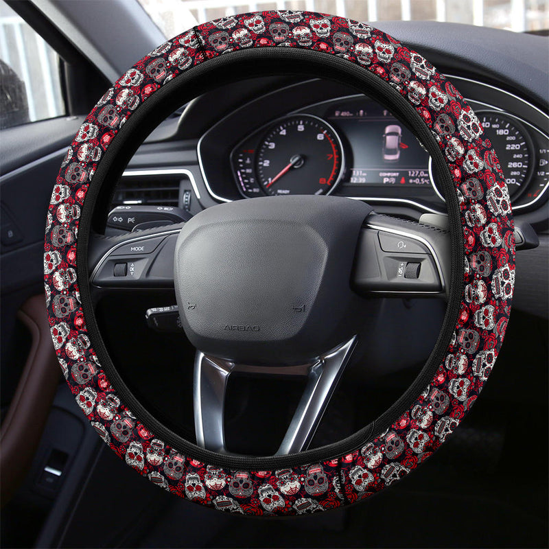 Suger Skull Pink Premium Car Steering Wheel Cover Nearkii