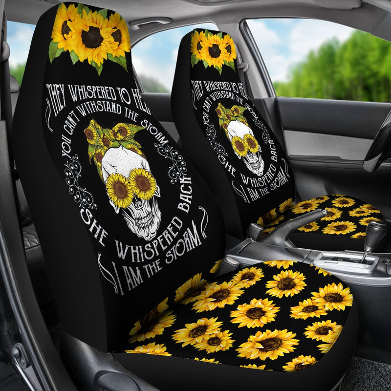 Best Skull Sunflower I Am The Storm Premium Custom Car Seat Covers Decor Protector Nearkii