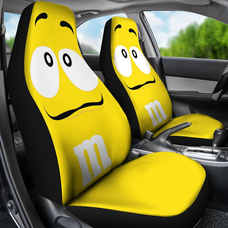 M&M Yellow Chocolate Premium Custom Car Seat Covers Decor Protectors Nearkii