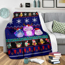 Owl Blue Christmas Blanket Amazing Gift Idea Nearkii
