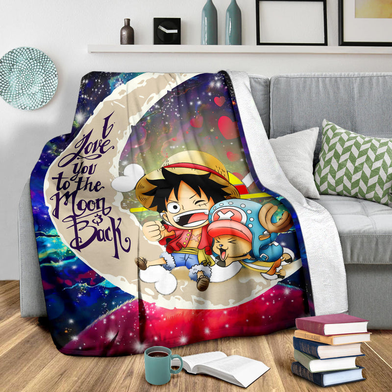 Chibi Luffy And Chopper One Piece Anime Love You To The Moon Galaxy Blanket Nearkii