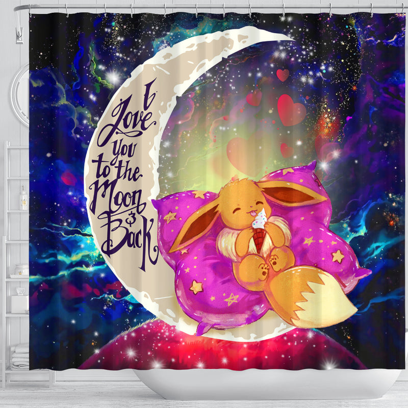 Cute Eevee Pokemon Sleep Night Love You To The Moon Galaxy Shower Curtain Nearkii