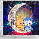 Pokemon Torchic Piplup Love You To The Moon Galaxy Shower Curtain Nearkii