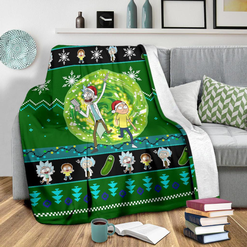 Rick And Morty Christmas Blanket Amazing Gift Idea Nearkii
