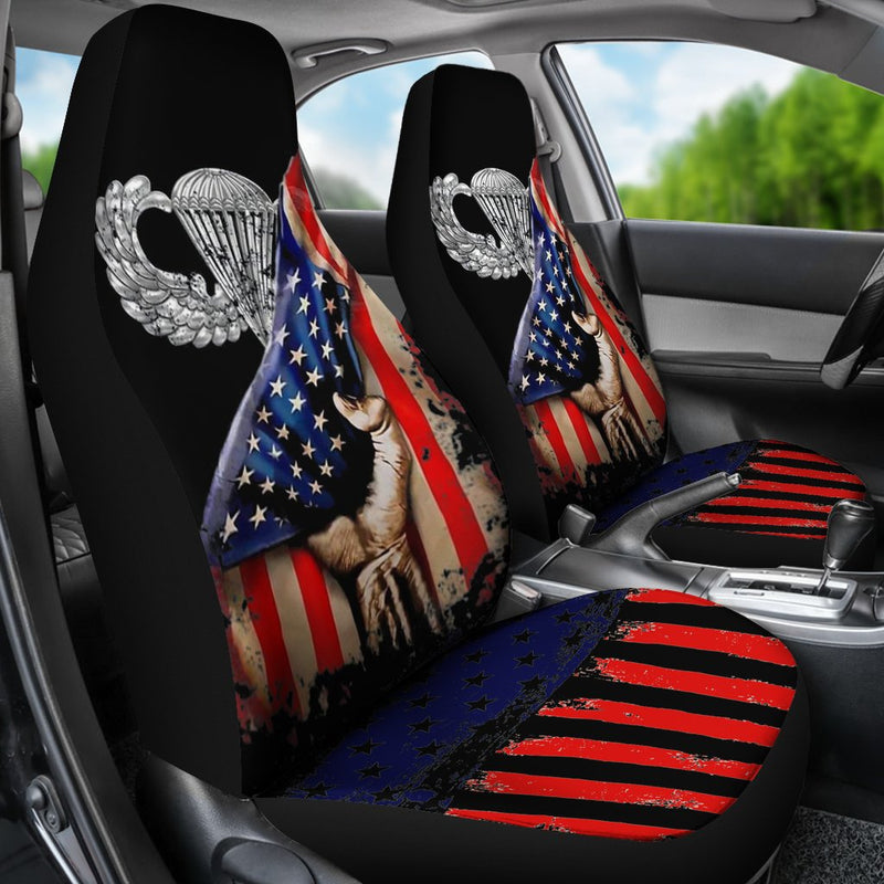 Best Airborne Wings Us Flag Pull Back Military Paratrooper Premium Custom Car Seat Covers Decor Protector Nearkii