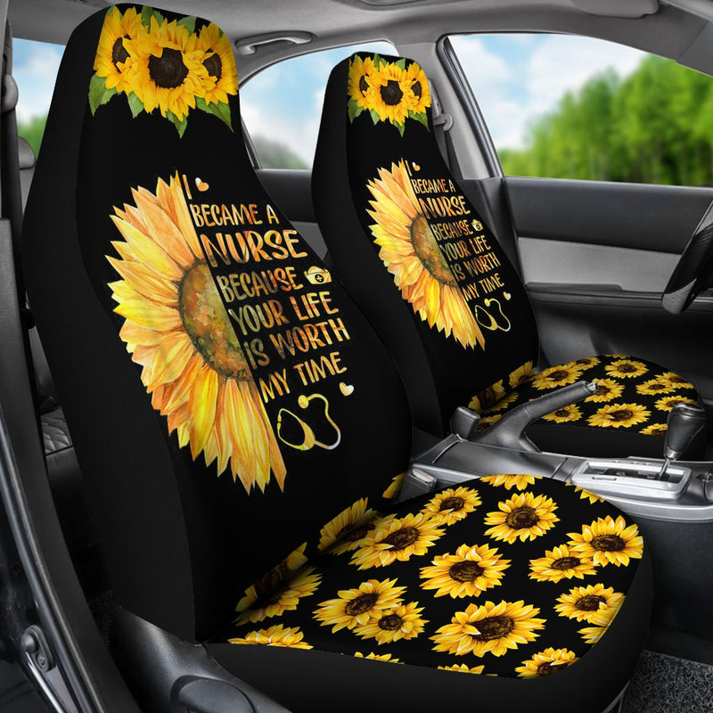 Best I Became A Nurse Sunflower Seat Covers Car Decor Car Protector Nearkii