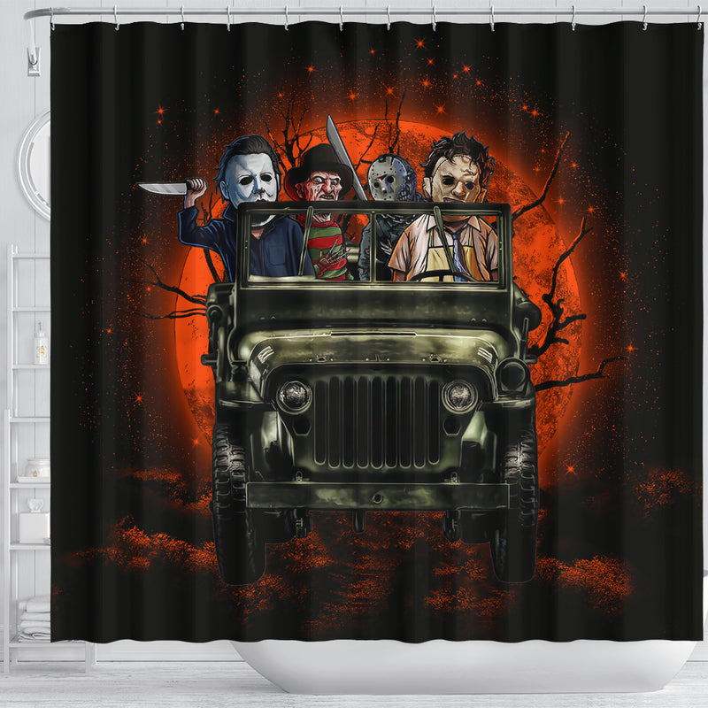 Halloween Horro Movie Ride Jeep Funny Shower Curtain Nearkii