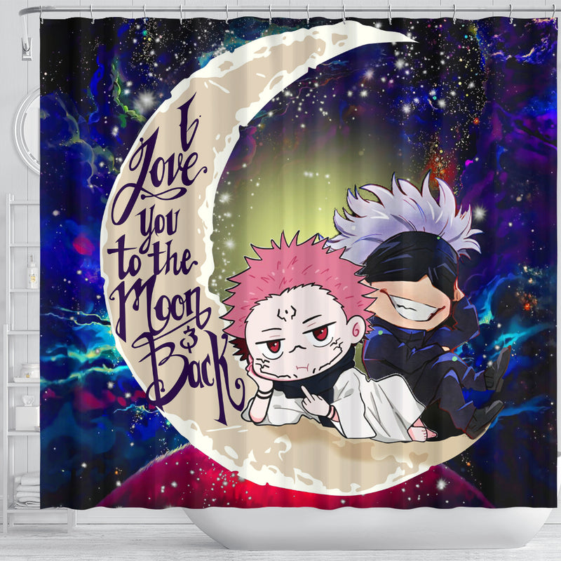 Jujutsu Kaisen Gojo Sakuna Chibi Anime Love You To The Moon Galaxy Shower Curtain Nearkii