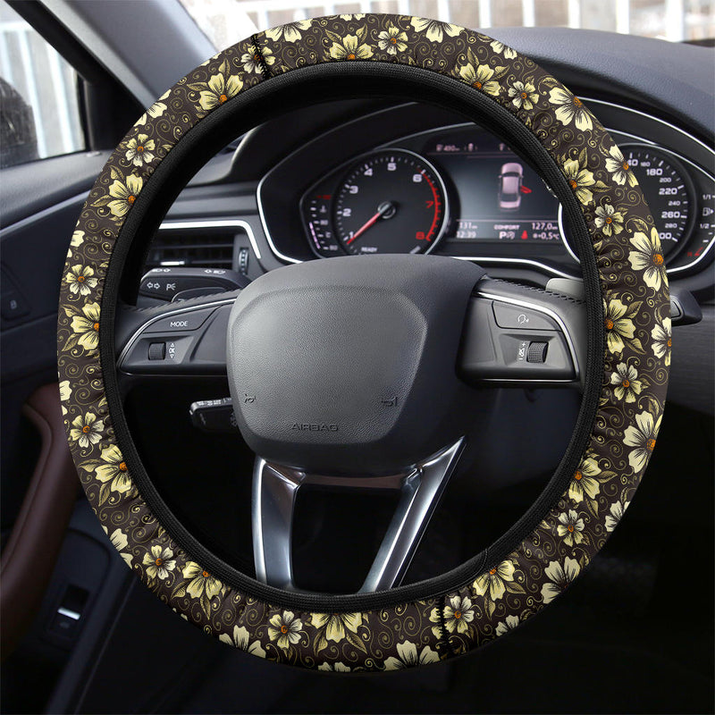 Vintage Flower Premium Car Steering Wheel Cover Nearkii