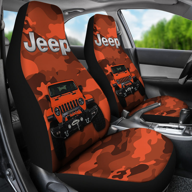 Orange Jeep Camouflage Premium Custom Car Seat Covers Decor Protectors Nearkii