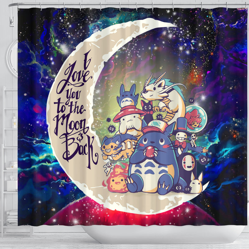 Ghibli Character Love You To The Moon Galaxy Shower Curtain Nearkii