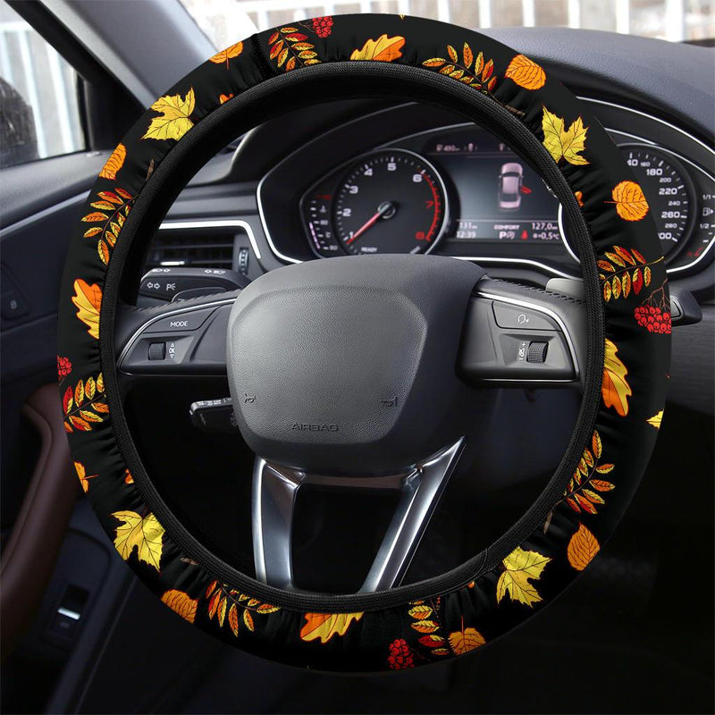 Autumn Leaves Pattern Premium Car Steering Wheel Cover Nearkii