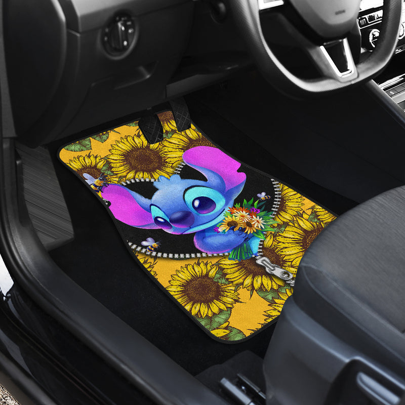 Stitch Sunflower Zipper Car Floor Mats Car Accessories Nearkii
