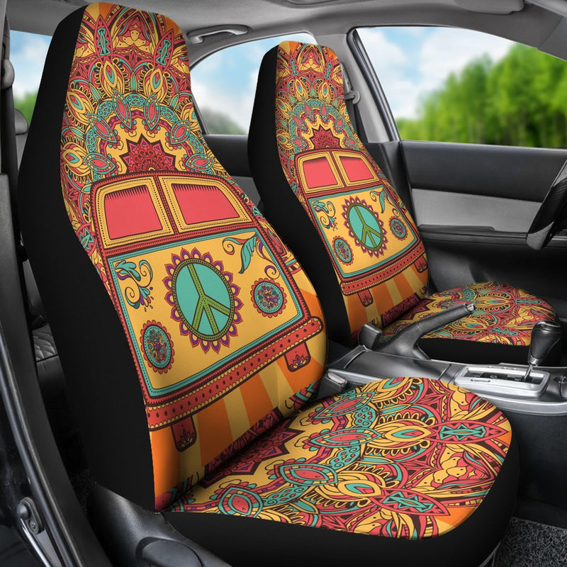 Best New Hippie Vintage Car A Mini Van Premium Custom Car Seat Covers Decor Protector Nearkii