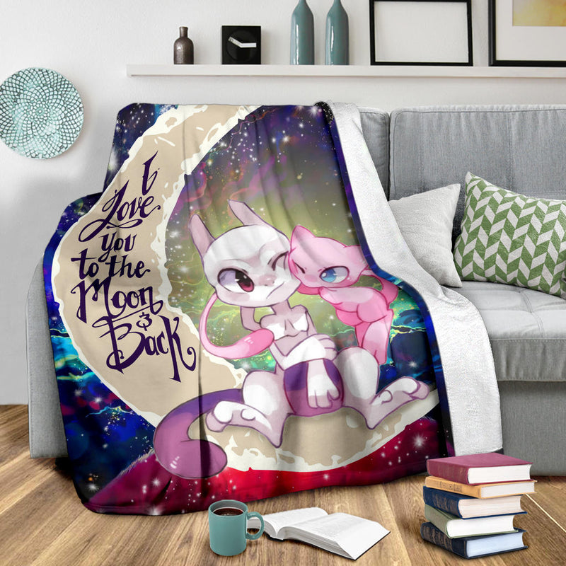 Pokemon Couple Mew Mewtwo Love You To The Moon Galaxy Premium Blanket Nearkii