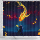 Cat Fish Catch The Moon Shower Curtain Nearkii