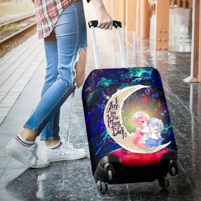 Ram And Rem Rezero Love You To The Moon Galaxy Luggage Cover Suitcase Protector Nearkii