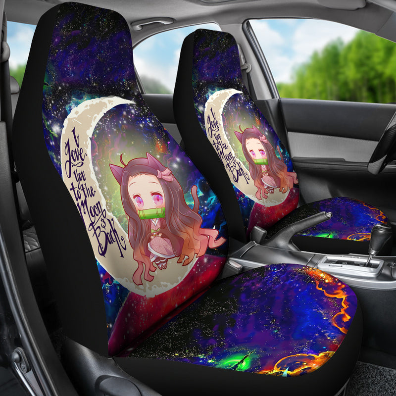 Nezuko Demon Slayer Love You To The Moon Galaxy Car Seat Covers