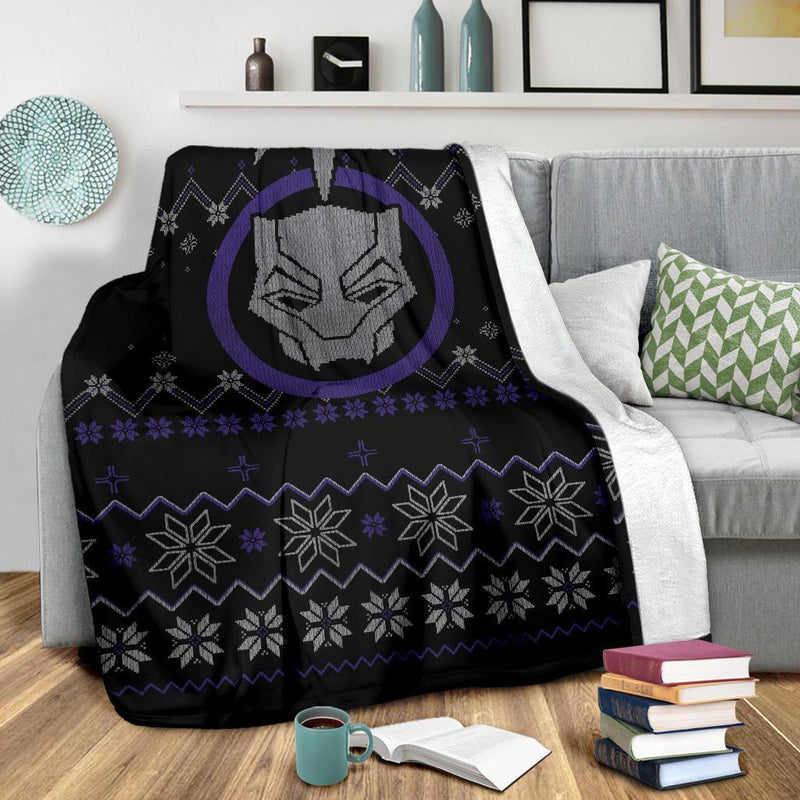 Black Panther Ugly Christmas Custom Blanket Home Decor Nearkii