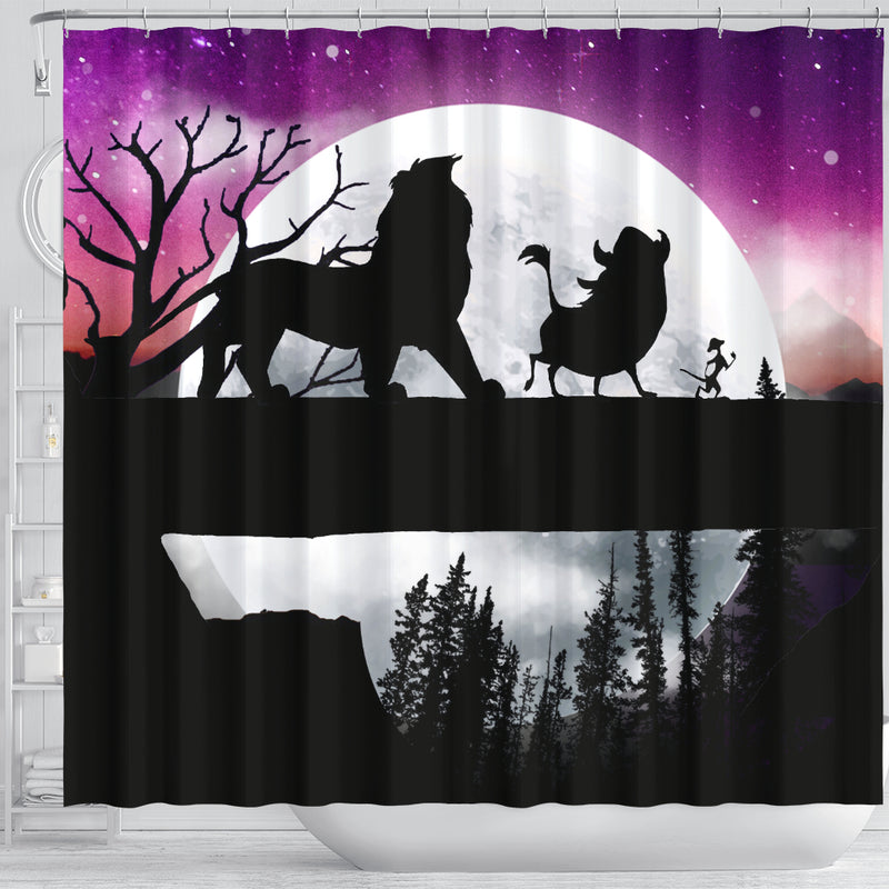 Lion King Moon Night Shower Curtain Nearkii