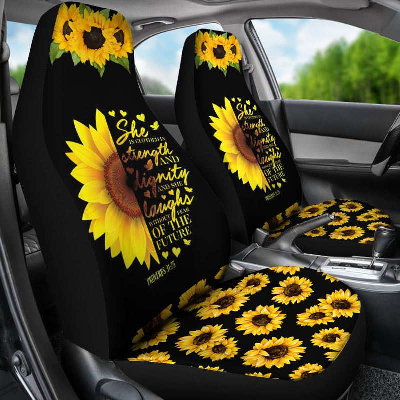 Best Christian Bible Verse Sunflower Scripture Religious Premium Custom Car Seat Covers Decor Protector Nearkii