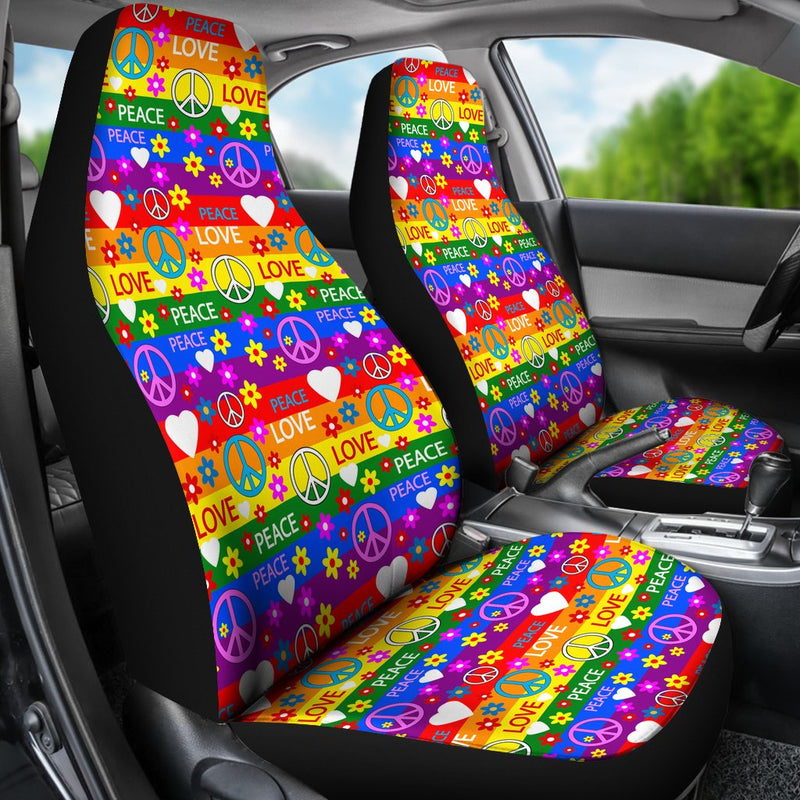 Best Seamless Pattern With Symbols Of The Hippie Premium Custom Car Seat Covers Decor Protector Nearkii