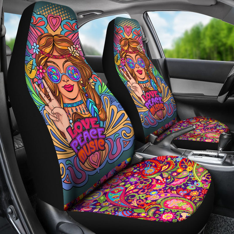 Best Hippie Girl In Psychedelic Glasses Premium Custom Car Seat Covers Decor Protector Nearkii