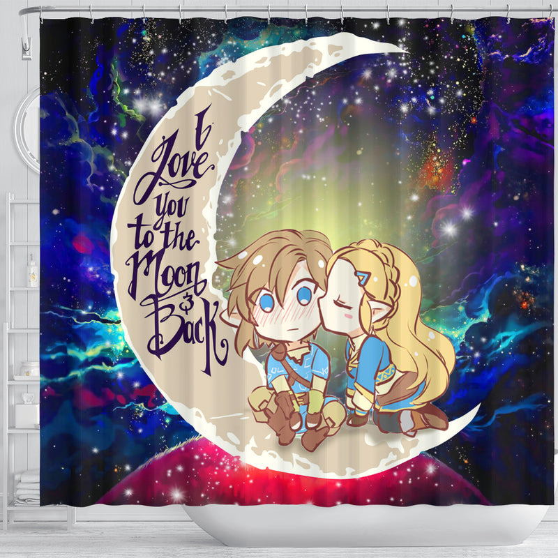 Legend Of Zelda Couple Chibi Couple Love You To The Moon Galaxy Shower Curtain Nearkii