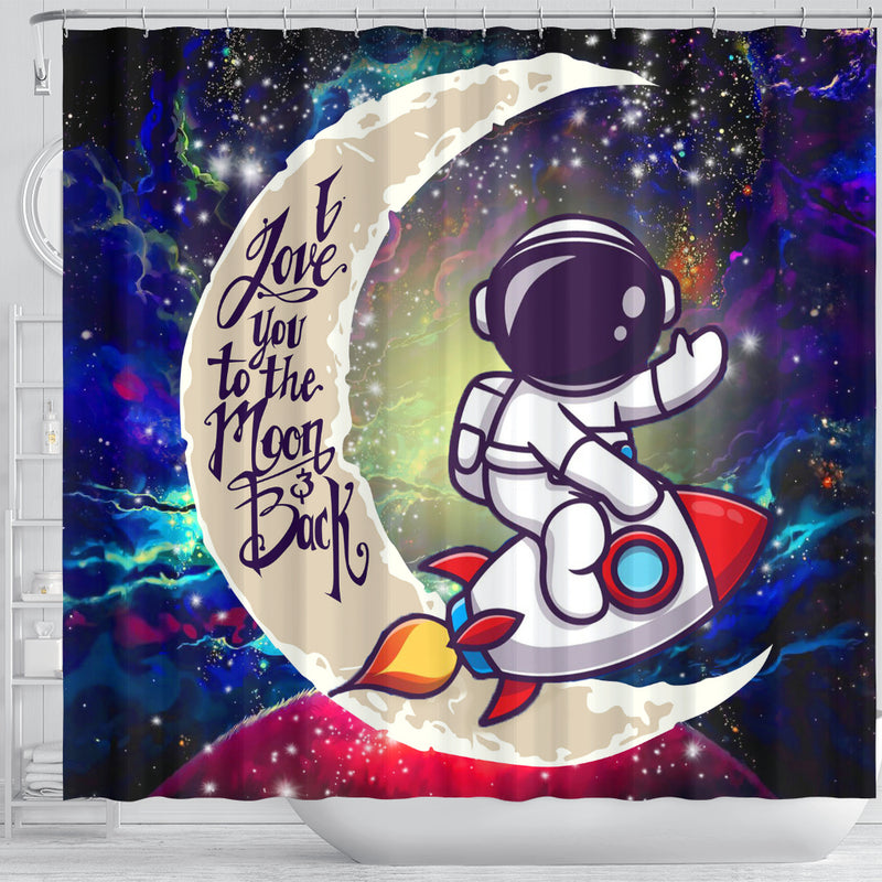 Astronaut Chibi Love You To The Moon Galaxy Shower Curtain Nearkii