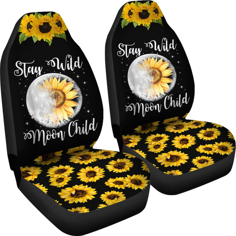 Best Stay Wild Moon Child Hippie Sunflower Premium Custom Car Seat Covers Decor Protector Nearkii