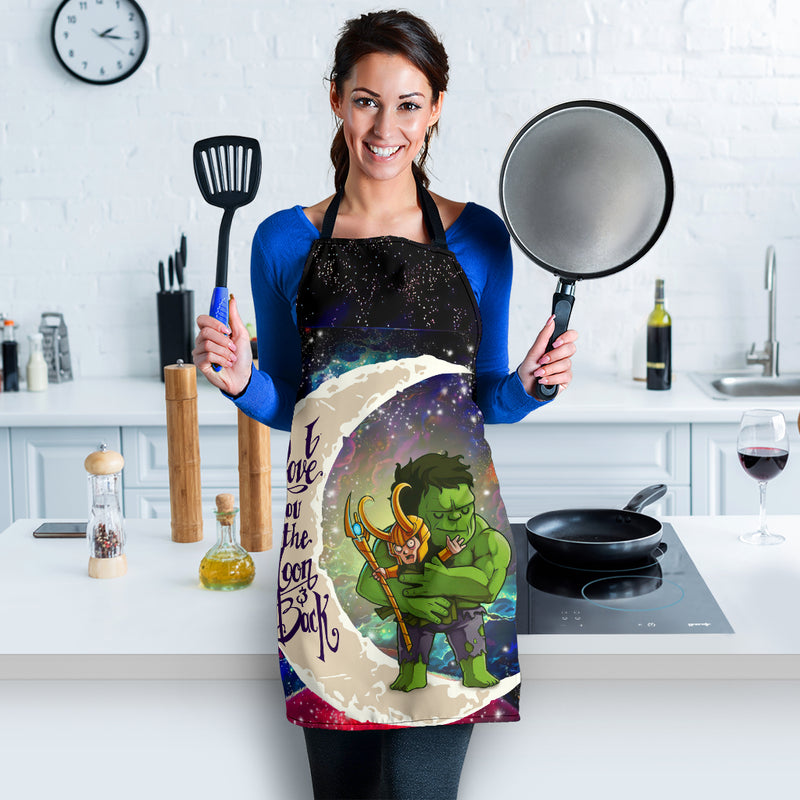 Hulk And Loki Love You To The Moon Galaxy Custom Apron Best Gift For Anyone Who Loves Cooking