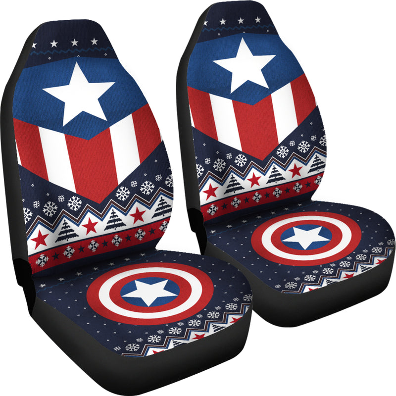 Christmas Captain America Christmas Premium Custom Car Seat Covers Decor Protectors Nearkii