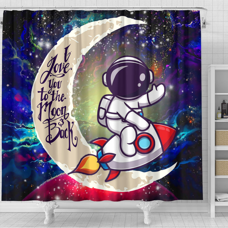 Astronaut Chibi Love You To The Moon Galaxy Shower Curtain Nearkii