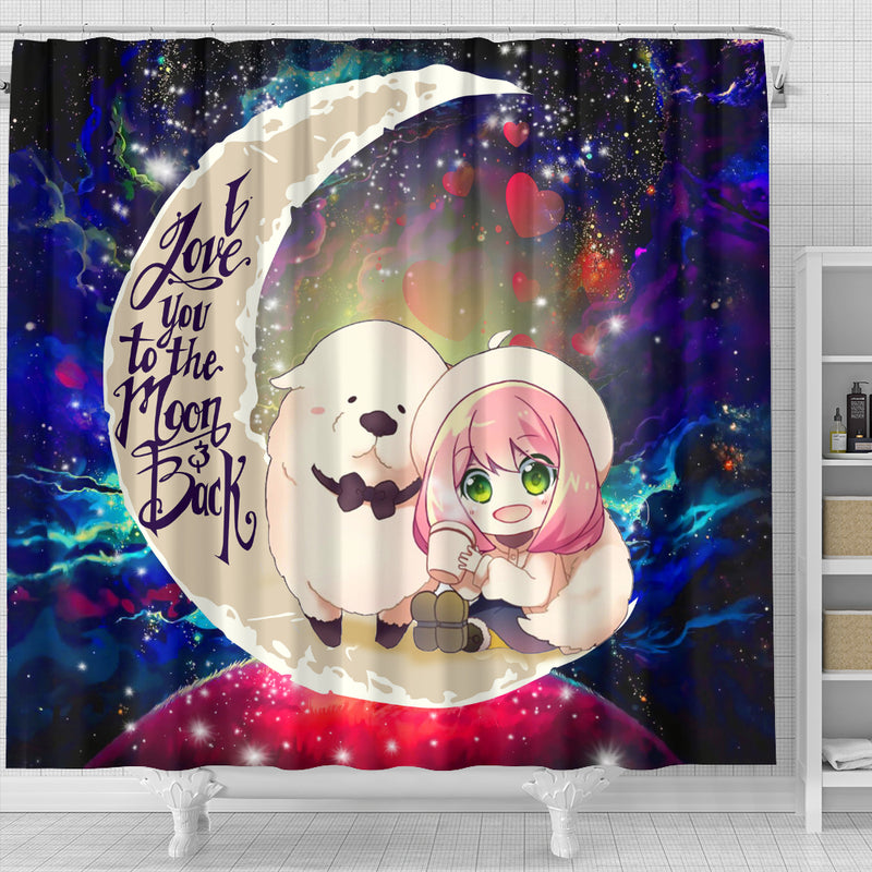 Anya Spy X Family Dog Love You To The Moon Galaxy Shower Curtain Nearkii