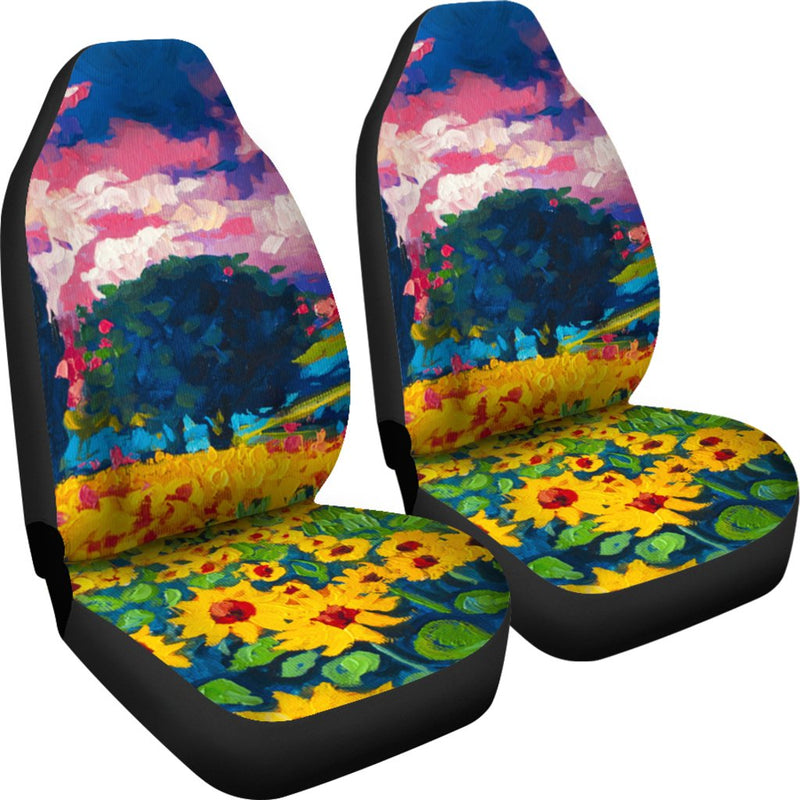 Best Painting Sunflower Art Premium Custom Car Seat Covers Decor Protector Nearkii