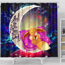 Cute Eevee Pokemon Sleep Night Love You To The Moon Galaxy Shower Curtain Nearkii