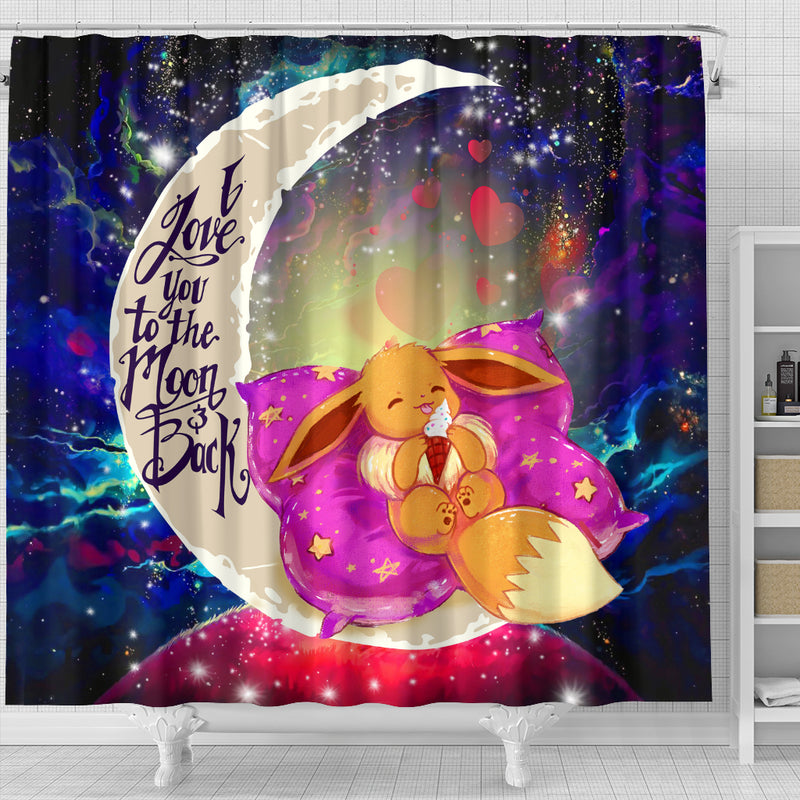 Cute Eevee Pokemon Sleep Night Love You To The Moon Galaxy Shower Curtain Nearkii