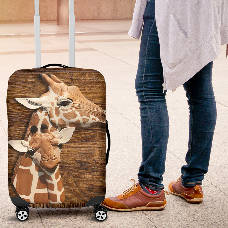 Giraffe Wooden 3D Luggage Cover Suitcase Protector Nearkii