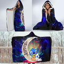 Cute Baby Stitch Sleep Love You To The Moon Galaxy Economy Hooded Blanket Nearkii