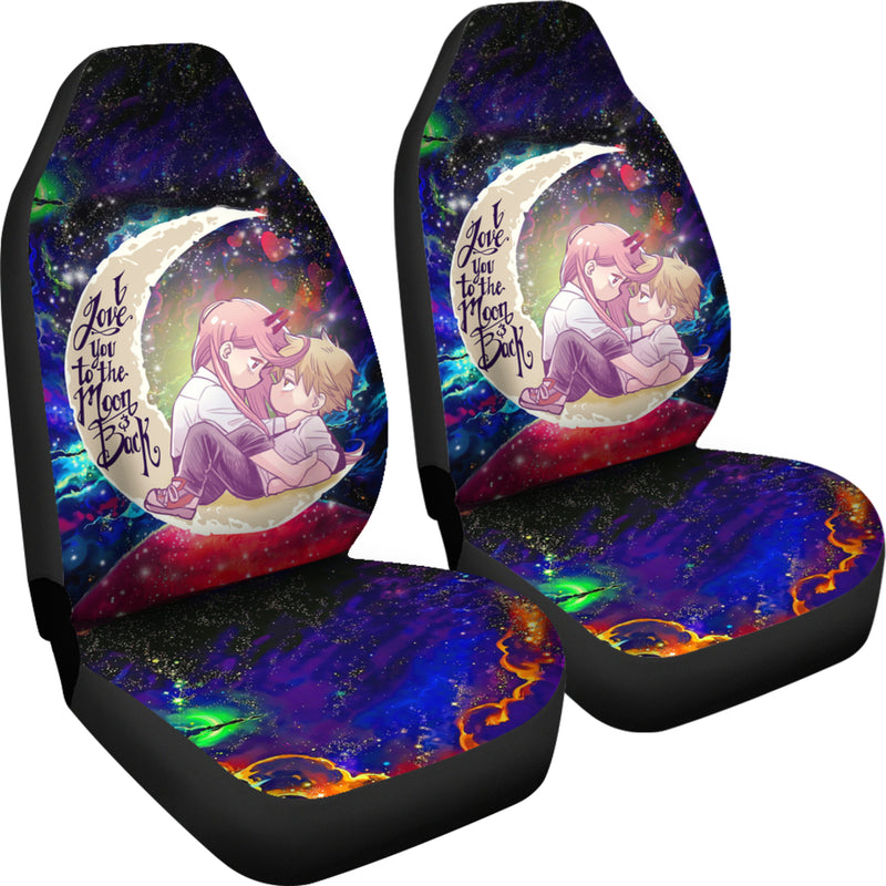 Chainsaw Man Denji X Power Love You To The Moon Galaxy Premium Custom Car Seat Covers Decor Protectors Nearkii